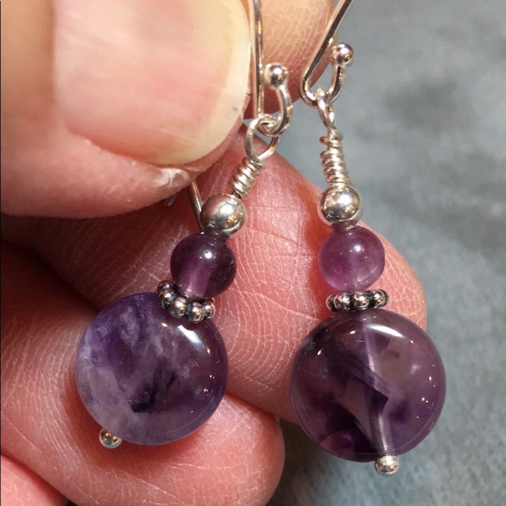 Sterling silver and amethyst earrings
